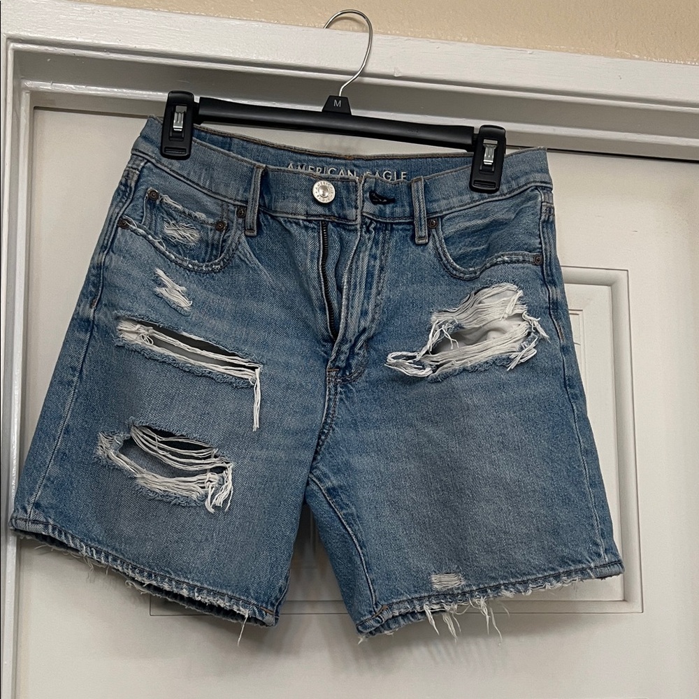 American Eagle Outfitters Blue Distressed Jean Shorts